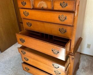 Flat Top Tall Boy Maple Chest of Drawers