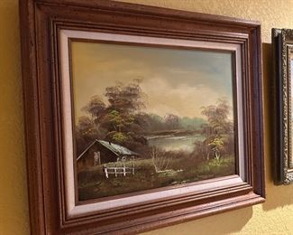 Framed Oil Painting - Barn and Landscape 