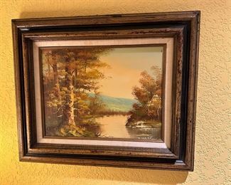 Framed Oil Painting of Autumn Forest
