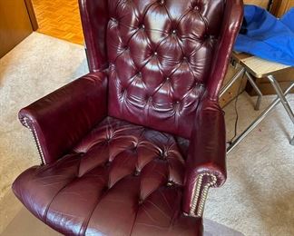Red Leather Tufted Office Chair