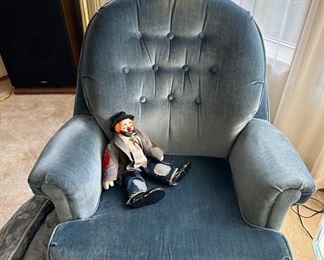 Blue Swivel Rocking Chair, Clown-Hobo House of Lloyd Porcelain Doll