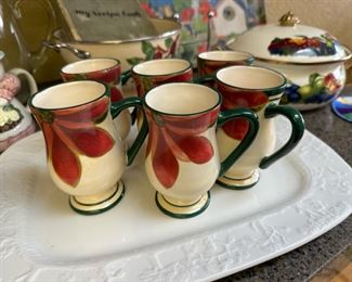 Set of 6 Floral Designed Mugs