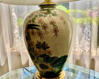 Floral Asian Design Cloisonné Lamp