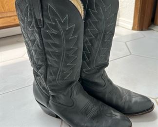 9 1/2D Black Cowboy Boots - Made in Mexico