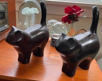 Pair of Small Black Cat Statues