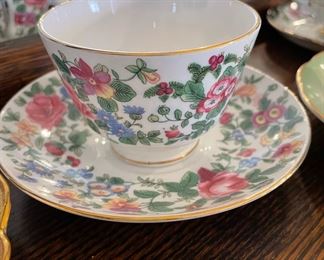 Crown Staffordshire Fine China, Floral Gold Trim Teacup and Saucer