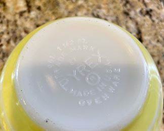 Two Pyrex Yellow Striped Bowls