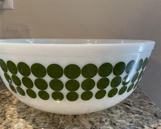 White with Green Polka Dots Pyrex Mixing Bowl