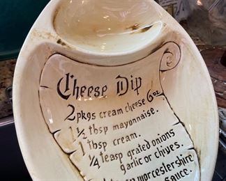 1970's California Pottery Ceramic Cheese Dip Recipe Tray