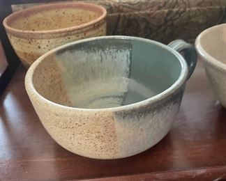 Assortment of Pottery Bowls, Pottery Bowl with Handle