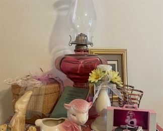 Red Oil Lamp, Ceramic Lamb Planter