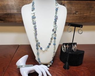 Blue Button Disc Necklace Accessories