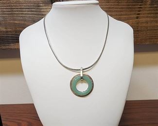 Jadeite Sterling Silver Necklace And Pendant