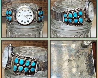 RARE Turquoise Sterling Silver Watch Cuff
