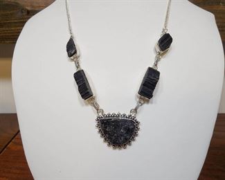 Sterling Silver Black Tourmaline Necklace