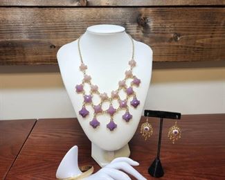 Three Layer Purple Statement Necklace Accessories