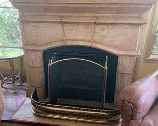 Fireplace mantle and surround
Brass bumper 
Brass screen 