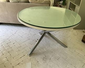MCM Tripod Table possibly Pace Design Glass top made to fit it