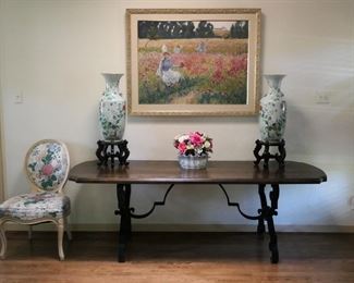 Pair of early 19th century Chinese vases and  French style painting.
