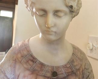 Marble and alabaster Italian Art Nouveau bust entitled "Modestia" by  Giuseppe Bessi.