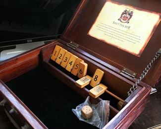 Shut the Box game in wood case.