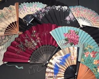 Paper and silk vintage fans. 