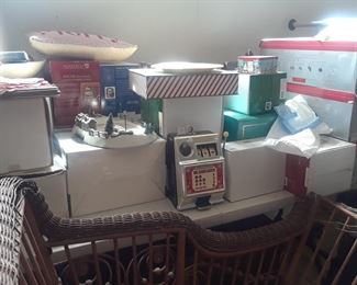 Dept 56 Christmas Village waiting to be unpacked.