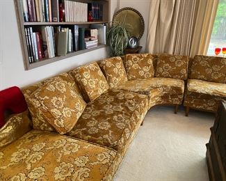 1960's Retro Yellow Floral Design Sectional