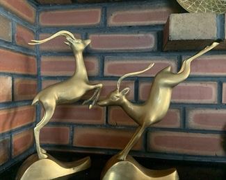 Two Brass Gazelle Figurines