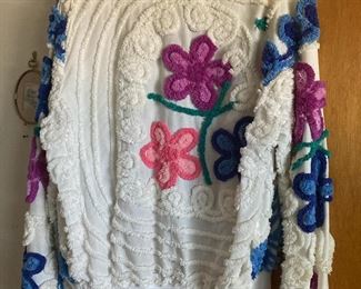 Floral Design Chenille Sweater 