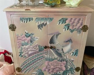 Small Armoire/Cabinet with Asian Tropical Design 