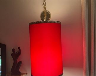 1970's Red Shade Hanging Lamp