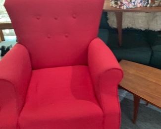Red Tufted Arm Chair