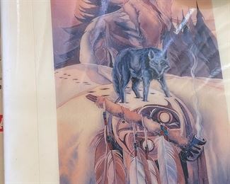 Print of Watercolor - Ceremony For Black Wolf Respect Yourself Respect All Living Things by Jody Bergsma