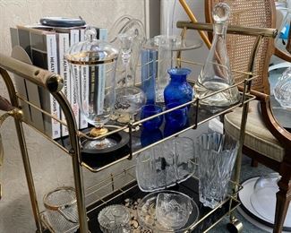 Black and Brass Rolling Bar Cart