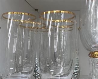 Set of 6 Gold Rimmed Drinking Glasses
