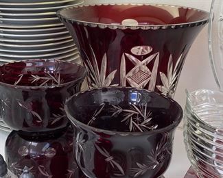 Ruby Red Etched Glassware