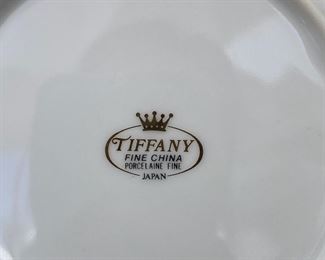 Set of 37 Tiffany Dinner Plates with Gold Trim
