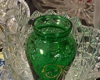 1940s Green and Gold Vase