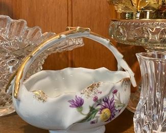 China Basket Style Candy Dish With Gold Accents