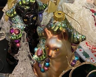 Blown Glass Cat Ornaments