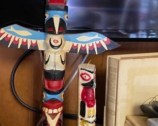 Hand Painted and Carved Totem Pole, Totem Pole Candle