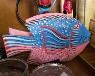 Hand Painted and Carved Wooden Fish