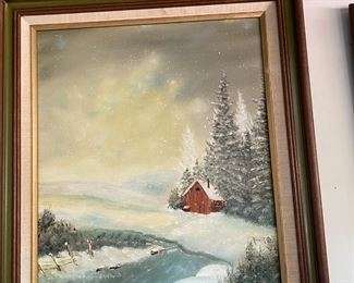Snowy Landscape Oil Painting by G Tisdeman