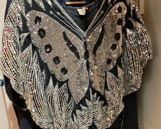 1970's Sequined Butterfly Blouse
