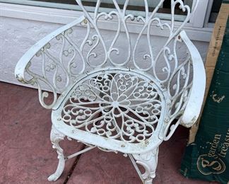 White Cast Metal Garden Patio Chair