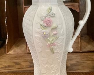 9th mark. Millenium pitcher with applied flowers $30
