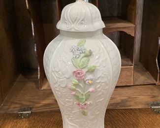 10th mark. 1998 Ginger Jar w/ applied flowers. $60