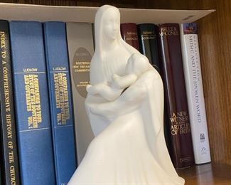 Ivory Ceramic Madonna with Baby Jesus Figurine
