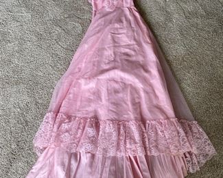 Pink Lace Ruffled Gown